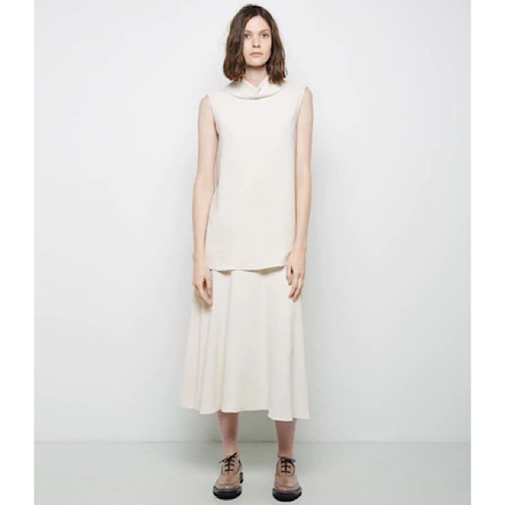The Row ‘Sesil Sleeveless Cady’ Draped Funnel Neck Top